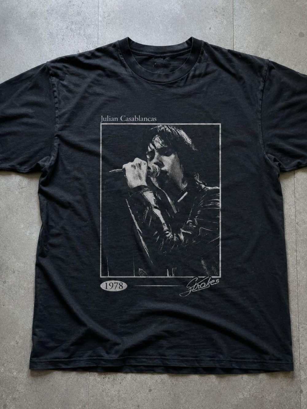 Gildan Black Short-Sleeve Tee with Monochrome Band Portrait